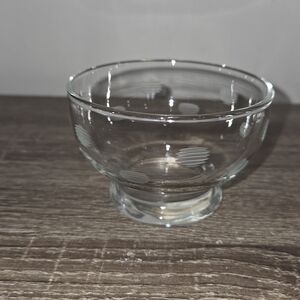 Vintage Small Footed Etched Polka Dot Dessert Custard Cups Bowls 2 3/8"